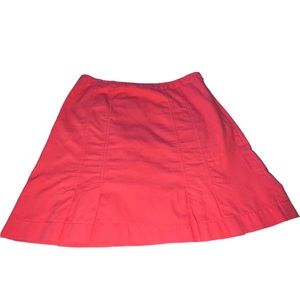 Anne Taylor Coral Cotton Skirt With Side Zip and Pleated Bottom Size 12